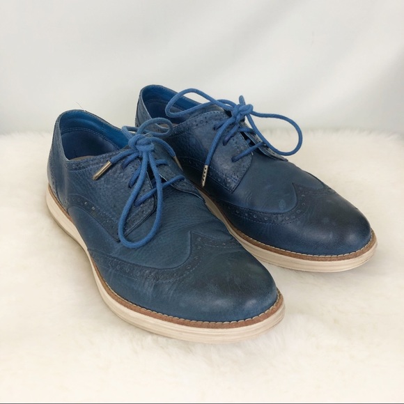 Cole Haan Shoes - Cole Haan Blue Leather Wing Tip Oxfords Sz 7